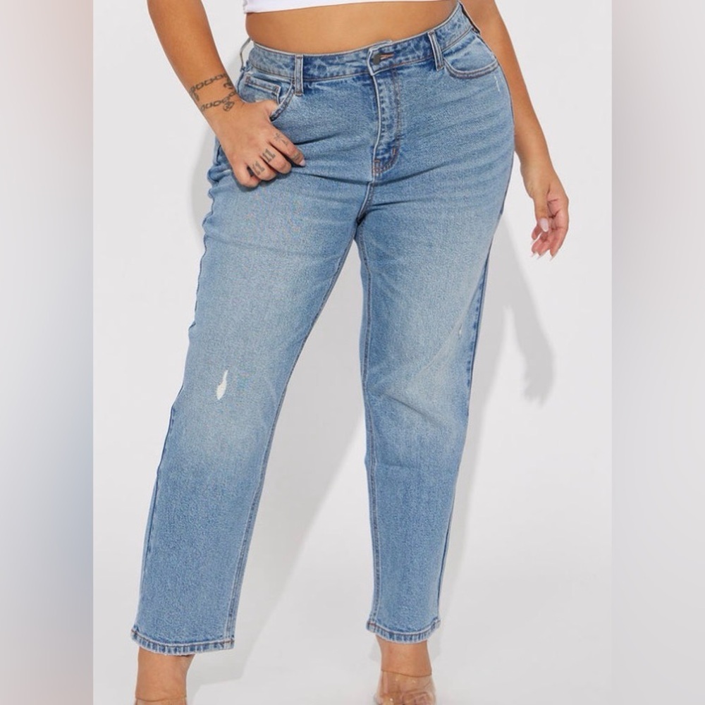 Classic high-rise blue jeans